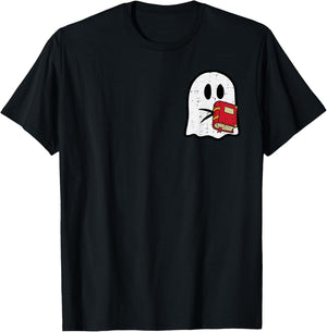 Ghost Read Reading Librarian Book Halloween Men Women Kids T-Shirt - T-Shirt | Black