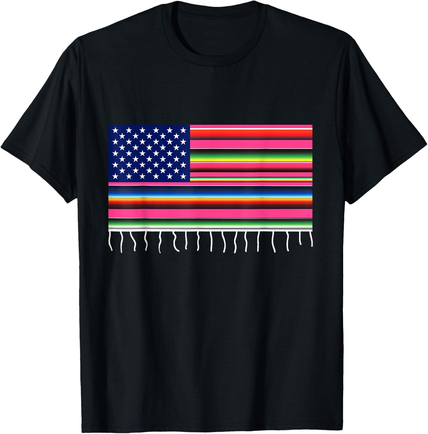 Mexican American Flag USA Serape Cinco De Mayo Party Kids Men T-Shirt - T-Shirt | Black