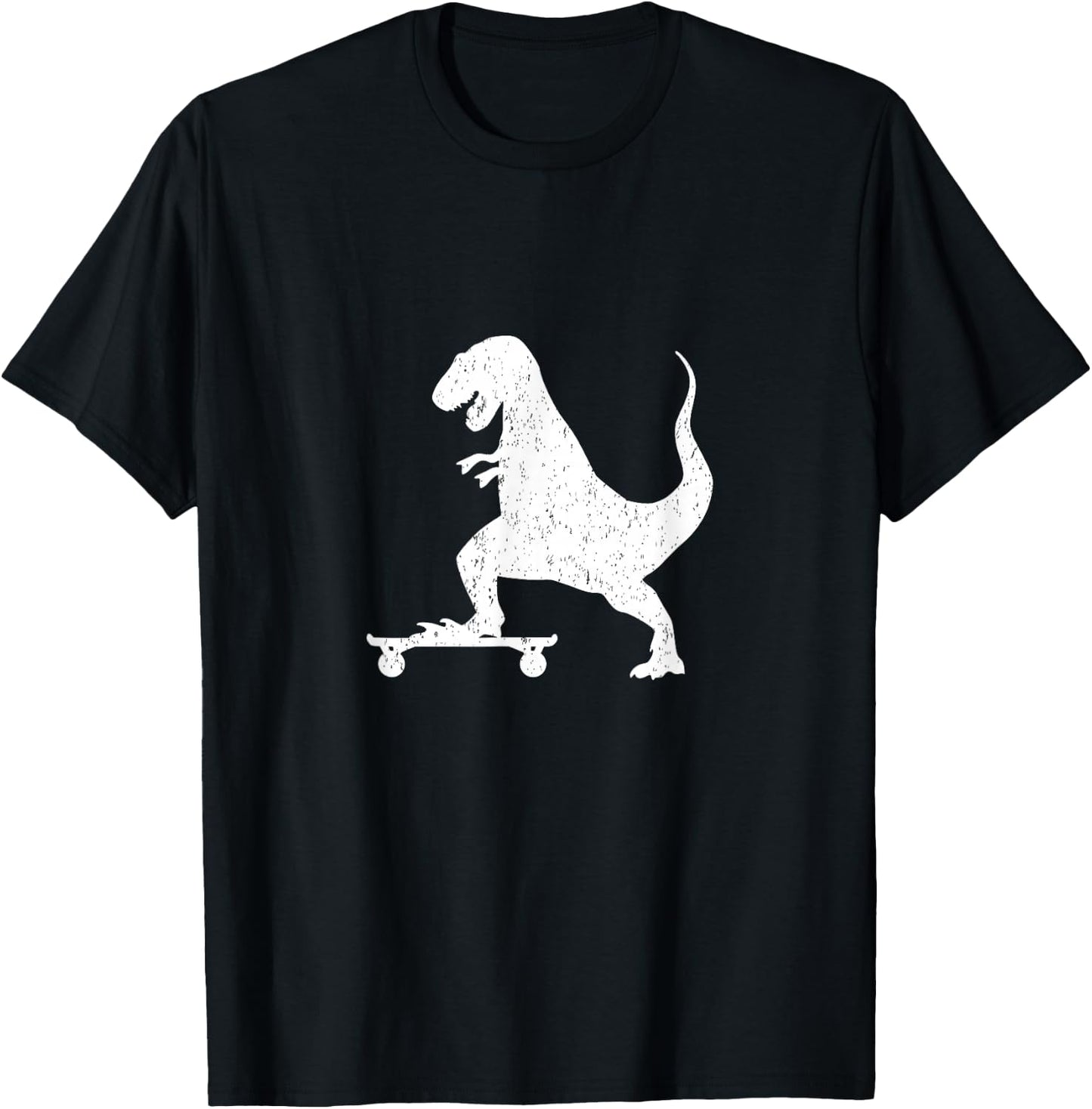 T-Rex on a Skateboard Grunge Dinosaur Skateboarding Shirt T-Shirt - T-Shirt | Black