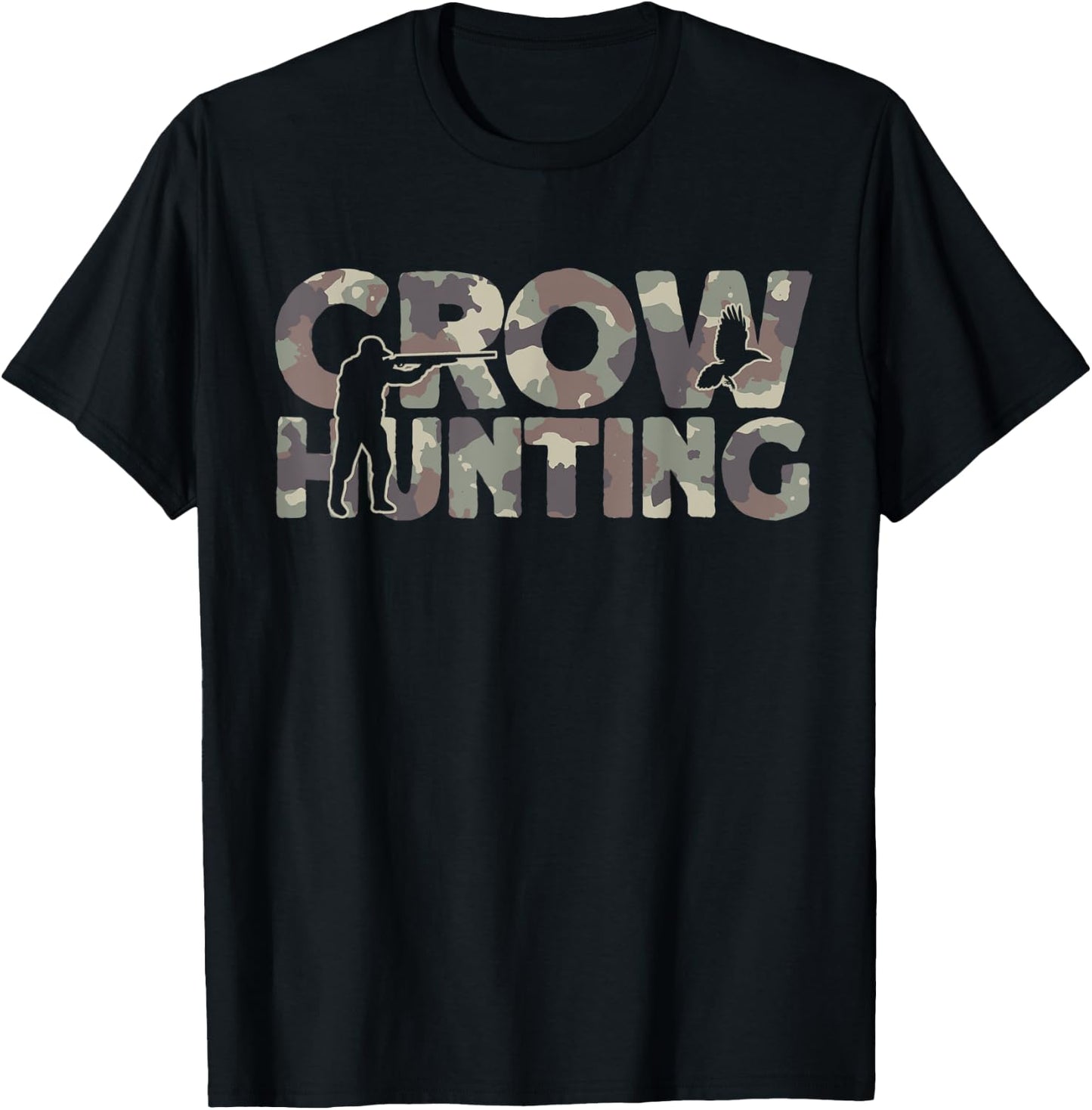Crow Hunting Camouflage Crow Hunter T-Shirt - T-Shirt | Black