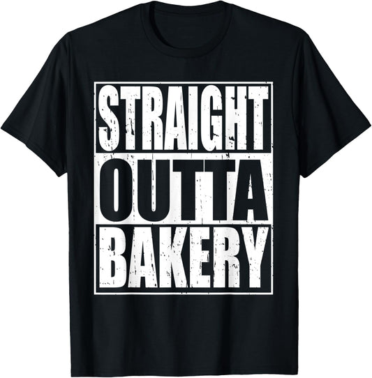 Straight Outta Bakery Bakers and Christmas Baking T-Shirt - T-Shirt | Black