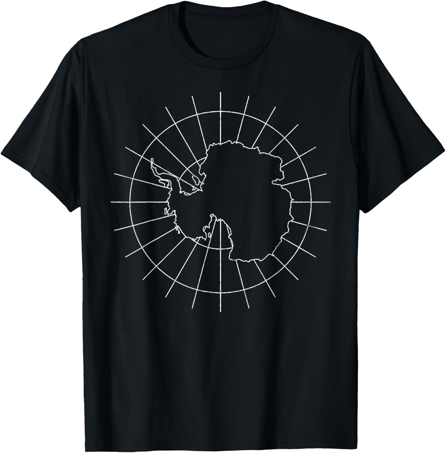 Antarctic Map Minimalist Distressed Vintage 80s T-Shirt - T-Shirt | Black