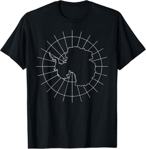 Antarctic Map Minimalist Distressed Vintage 80s T-Shirt - T-Shirt | Black