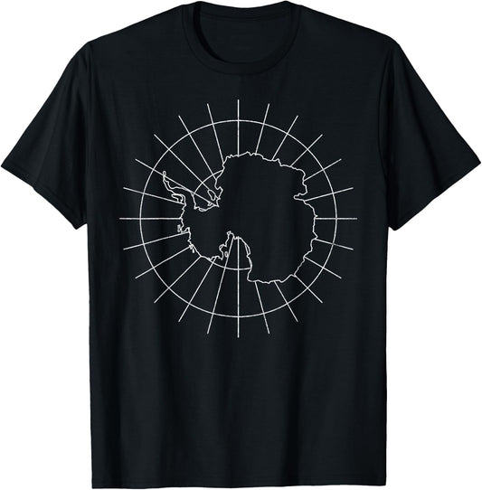 Antarctic Map Minimalist Distressed Vintage 80s T-Shirt - T-Shirt | Black