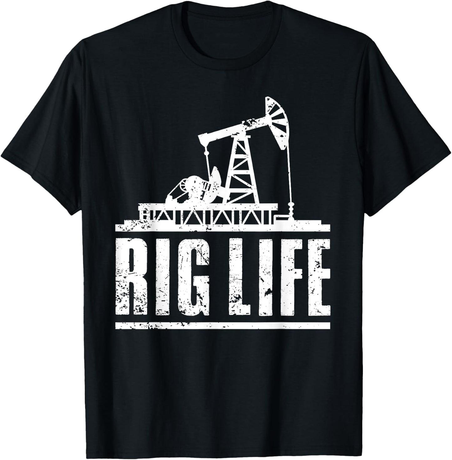 Funny Oil Rig Art Men Dad Oil Field Roughneck Rig Operator T-Shirt - T-Shirt | Black