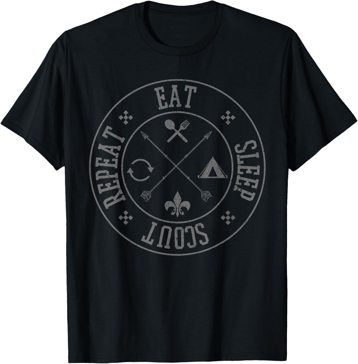 Eat Sleep Scout Repeat - Funny Outdoor Camping Nature Gift T-Shirt - T-Shirt | Black