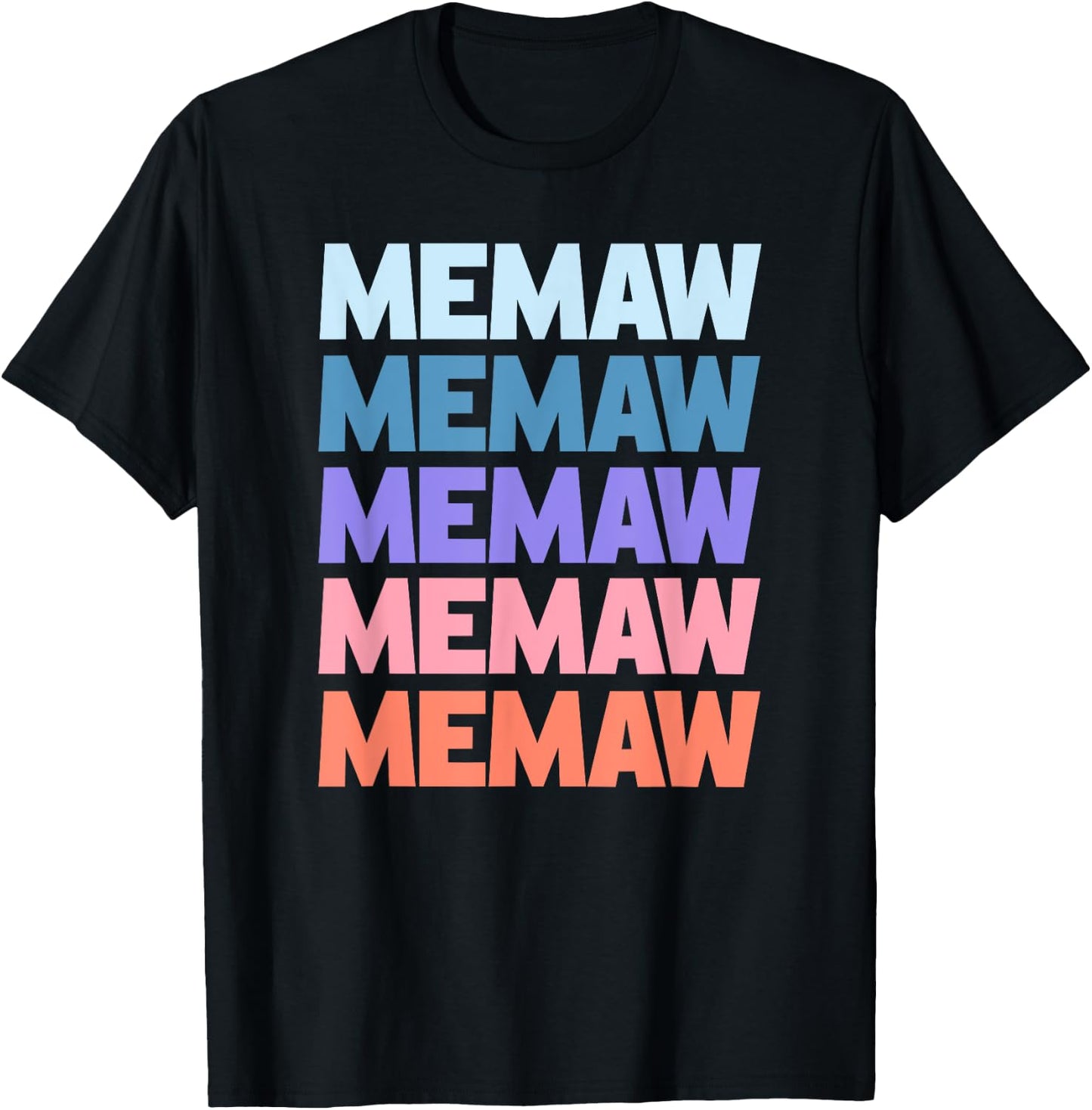 Funny Modern Repeated Text Design Memaw Grandmother T-Shirt - T-Shirt | Black