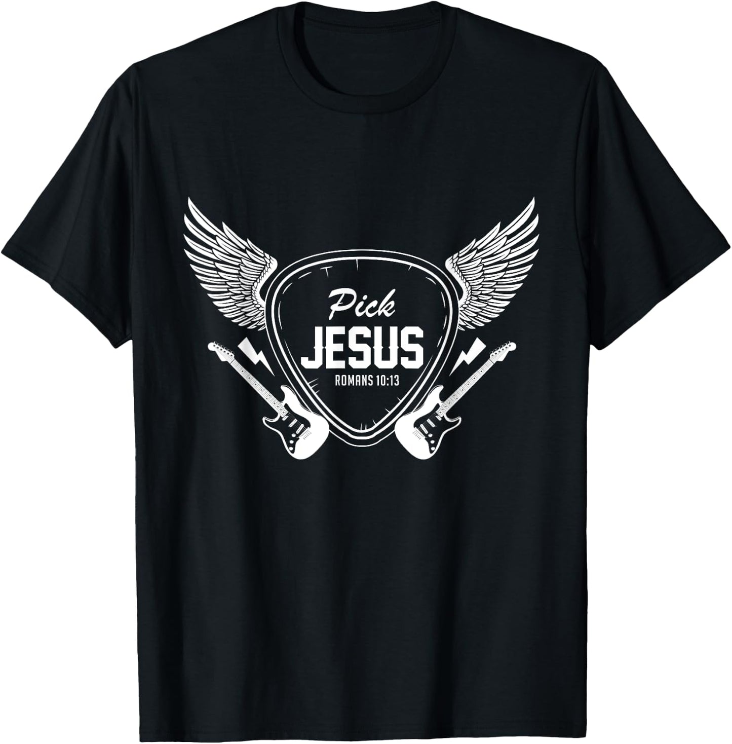 Pick Jesus Christian Church Band Guitarist Guitar T-Shirt - T-Shirt | Black