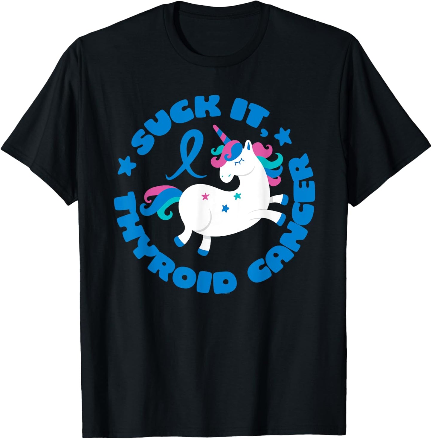 Unicorn Suck It Thyroid Cancer Fighter Survivor Awareness T-Shirt - T-Shirt | Black