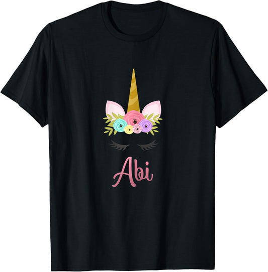 Abi Unicorn Girls T-Shirt - T-Shirt | Black