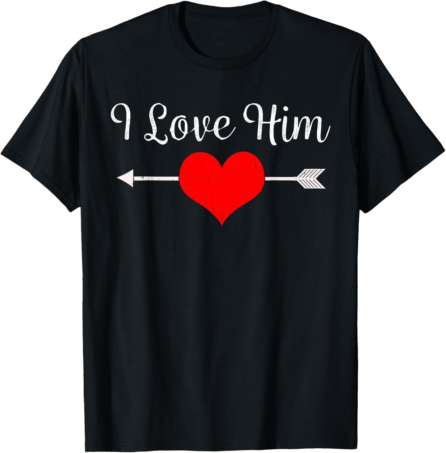 I Love Him Heart Matching Couple Valentine's Day Wedding T-Shirt - T-Shirt | Black