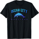 Ocean City Maryland Beach Lover Vacation Dolphin Art Graphic T-Shirt - T-Shirt | Black