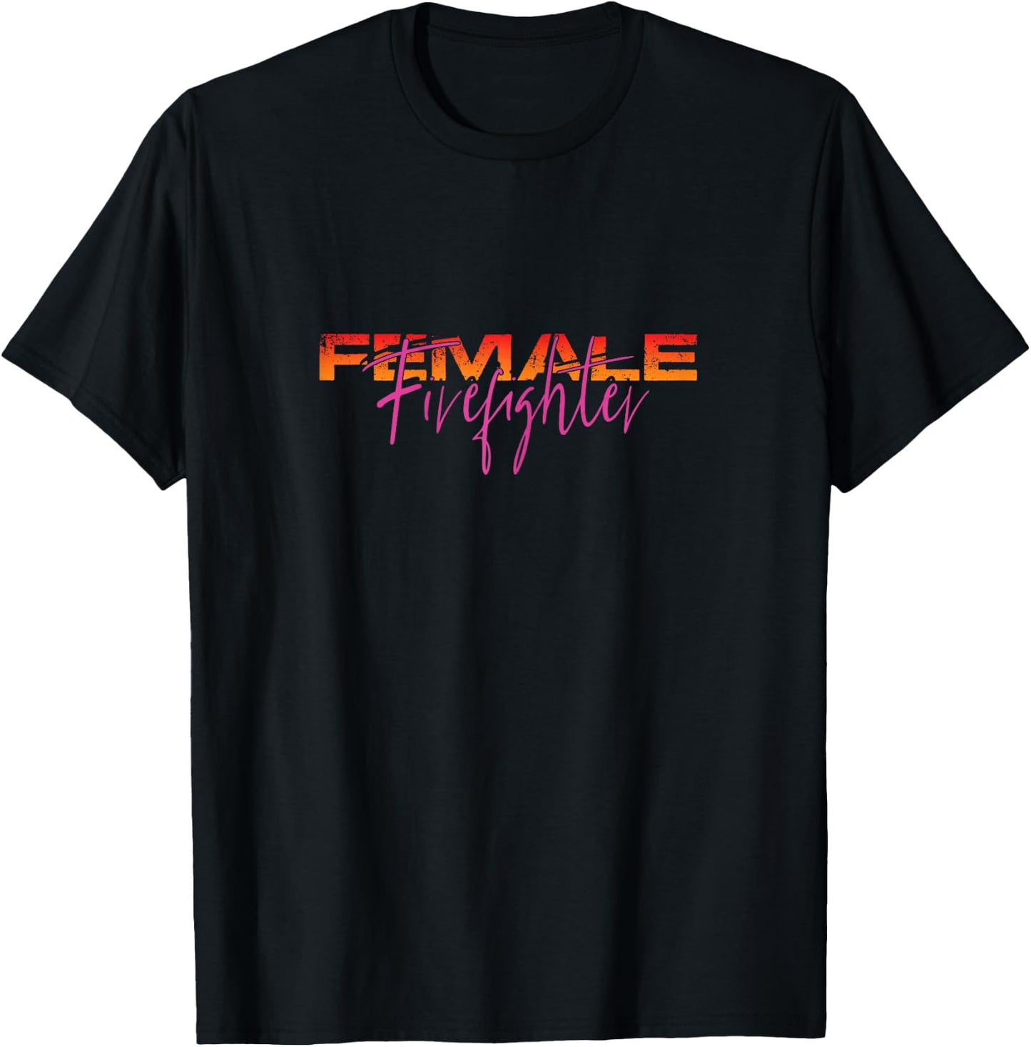 Female Firefighter Firewoman Fire Department Firetruck Hero T-Shirt - T-Shirt | Black