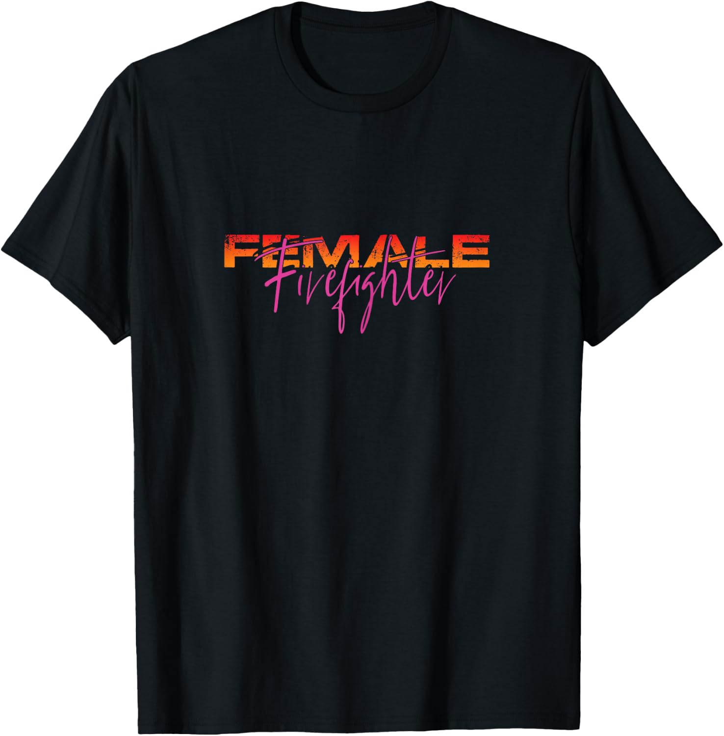 Female Firefighter Firewoman Fire Department Firetruck Hero T-Shirt - T-Shirt | Black