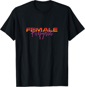 Female Firefighter Firewoman Fire Department Firetruck Hero T-Shirt - T-Shirt | Black