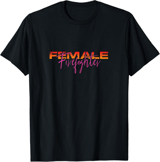 Female Firefighter Firewoman Fire Department Firetruck Hero T-Shirt - T-Shirt | Black