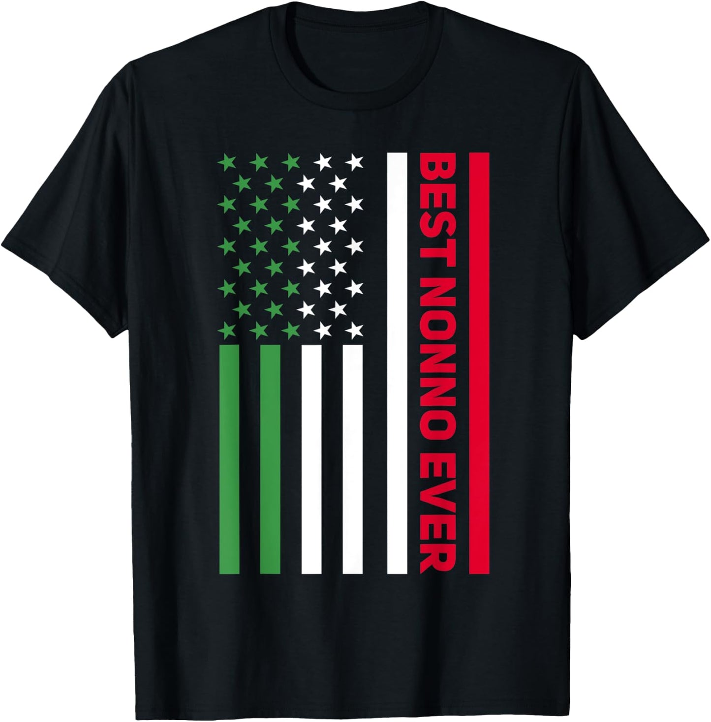Italian Nonno Italy American Flag Best Nonno Italian Grandpa T-Shirt - T-Shirt | Black