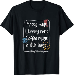 Coffee Library Homeschool Mom Homeschooling Mother Teacher Women T-Shirt - T-Shirt | Black