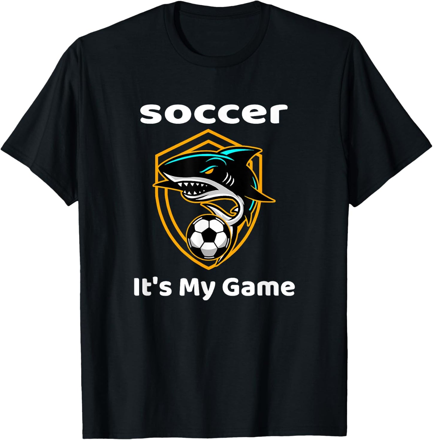 Soccer or Football Team Gift Funny Shark T-Shirt - T-Shirt | Black
