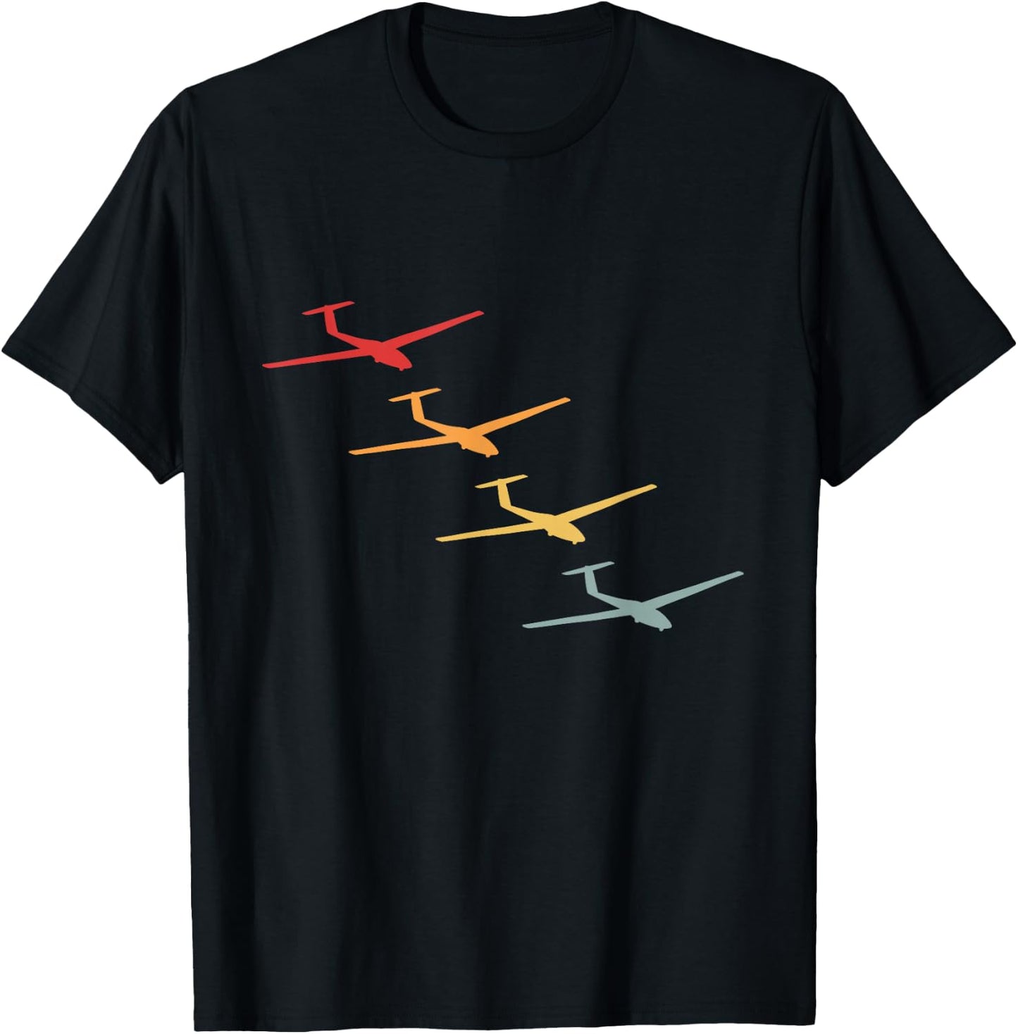 Glider Gliding Plane Retro Sailplane Flying Pilot Aviation T-Shirt - T-Shirt | Black