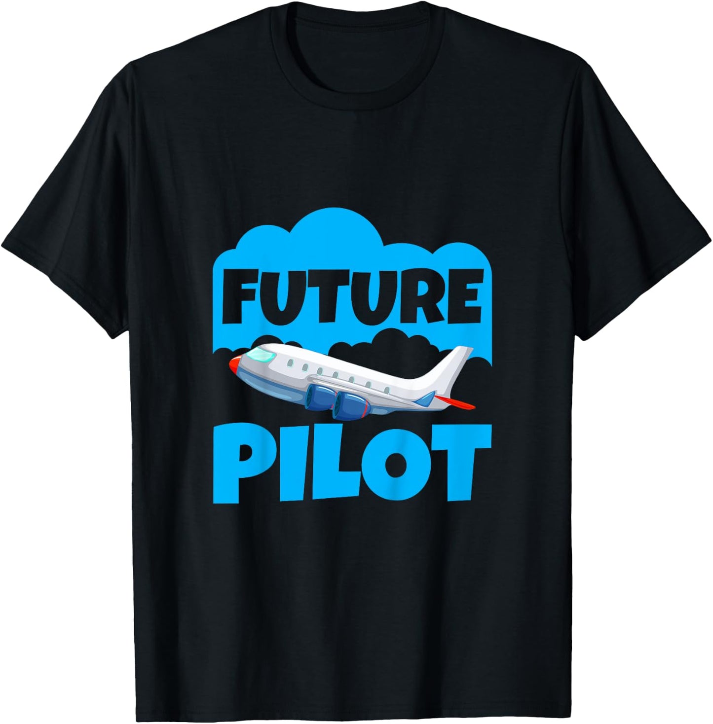 Kids Future Pilot of Airplanes, Toddler Boy Girl, Kid Pilot T-Shirt - T-Shirt | Black