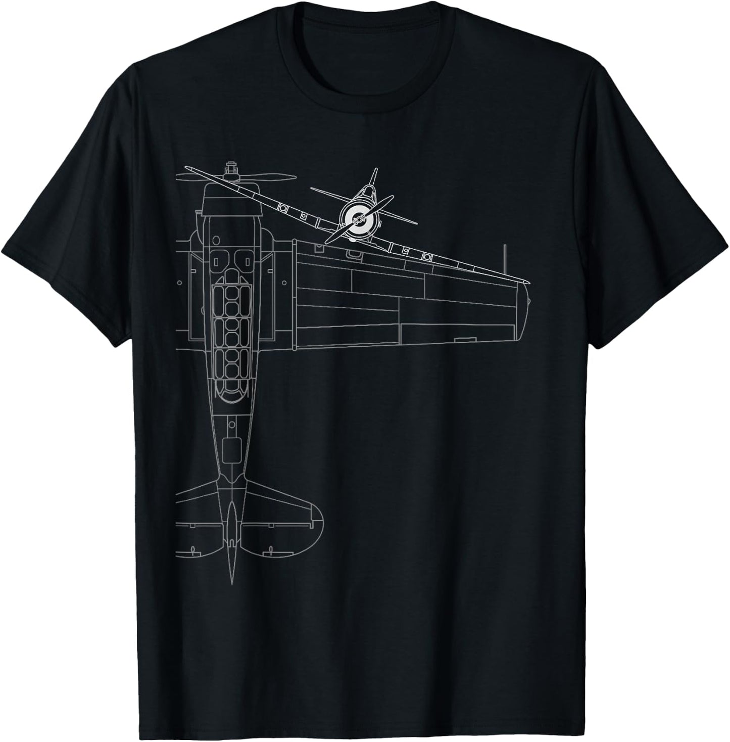 T-6 Texan Line Drawing T-Shirt - T-Shirt | Black
