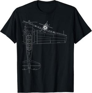 T-6 Texan Line Drawing T-Shirt - T-Shirt | Black