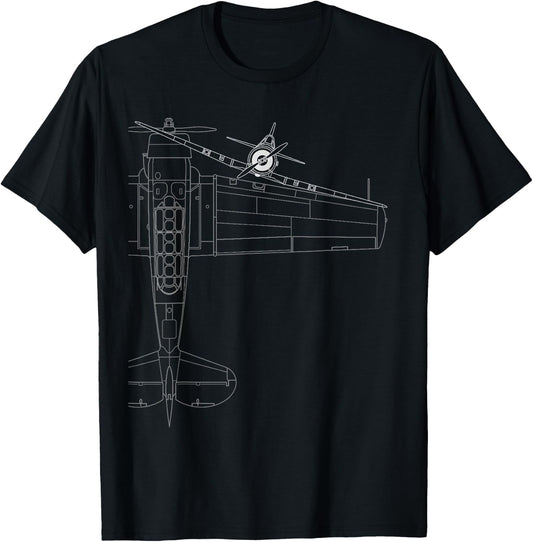 T-6 Texan Line Drawing T-Shirt - T-Shirt | Black