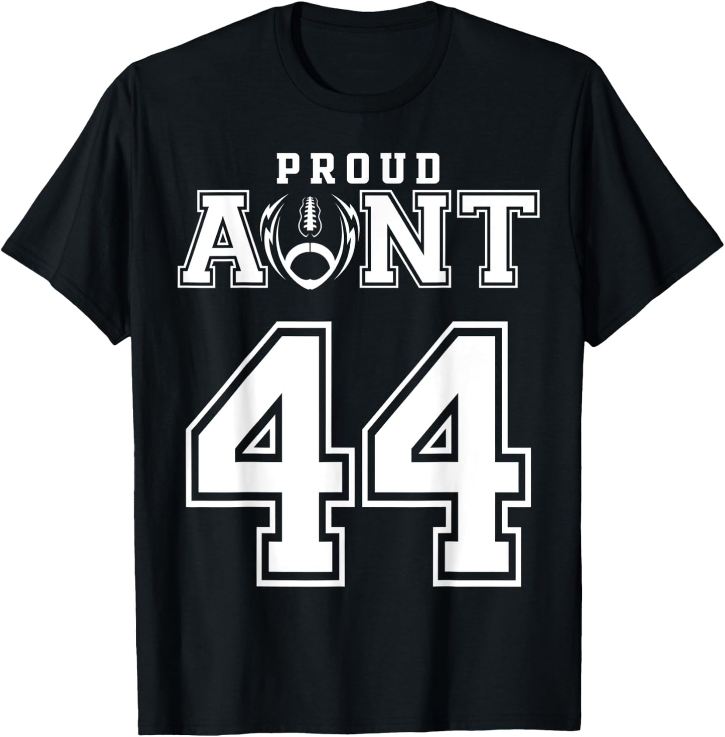 Custom Proud Football Aunt Number 44 Personalized T-Shirt - T-Shirt | Black