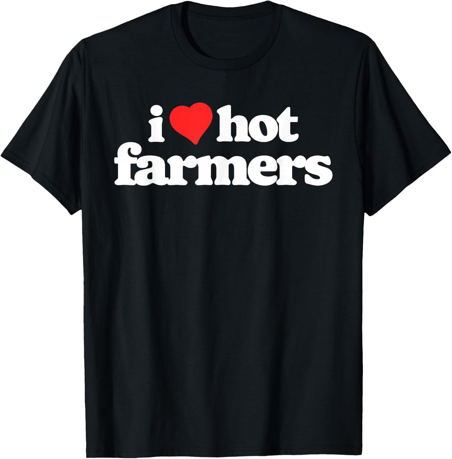I Love Hot Farmers Funny 80s Vintage Heart T-Shirt - T-Shirt | Black