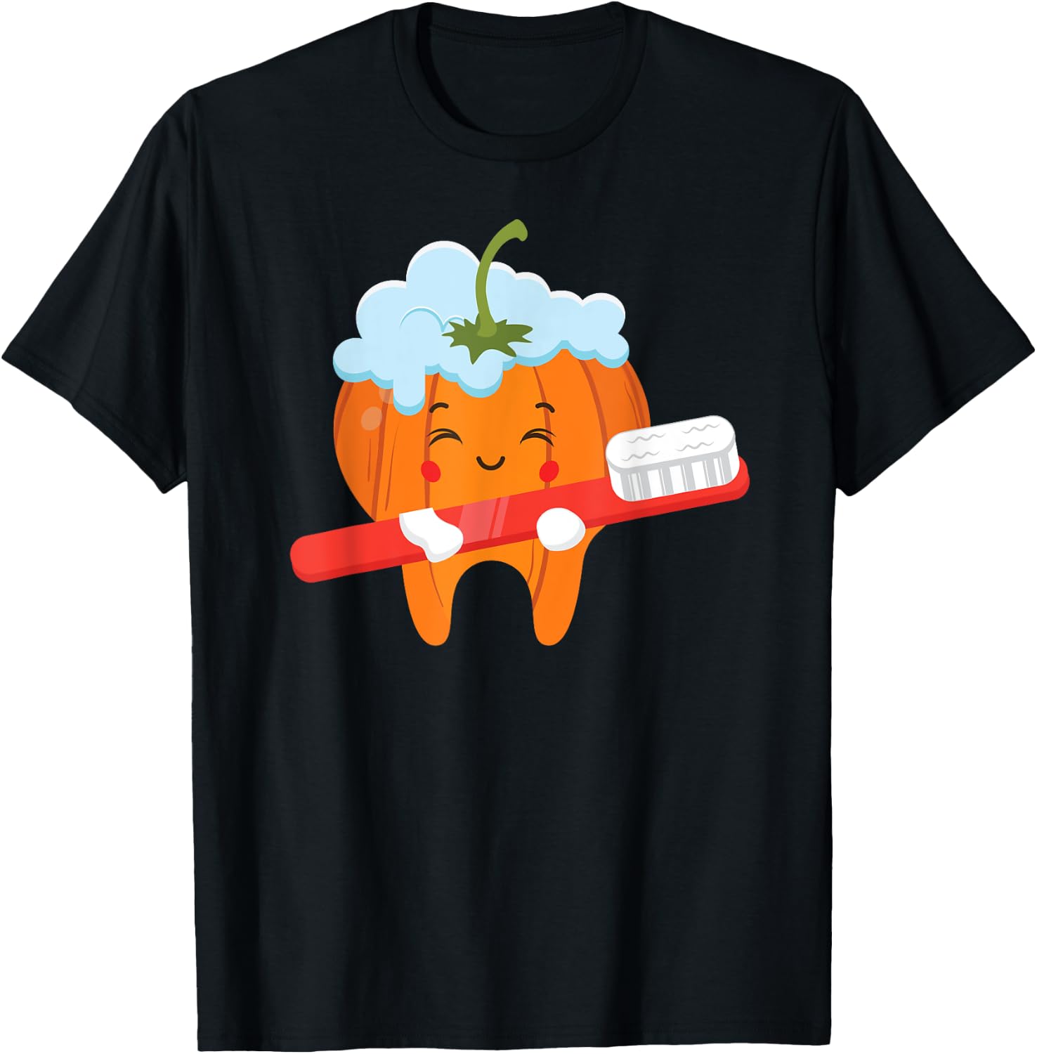 Tooth-brush Pumpkin Lazy DIY Halloween Costume Funny Dental T-Shirt - T-Shirt | Black
