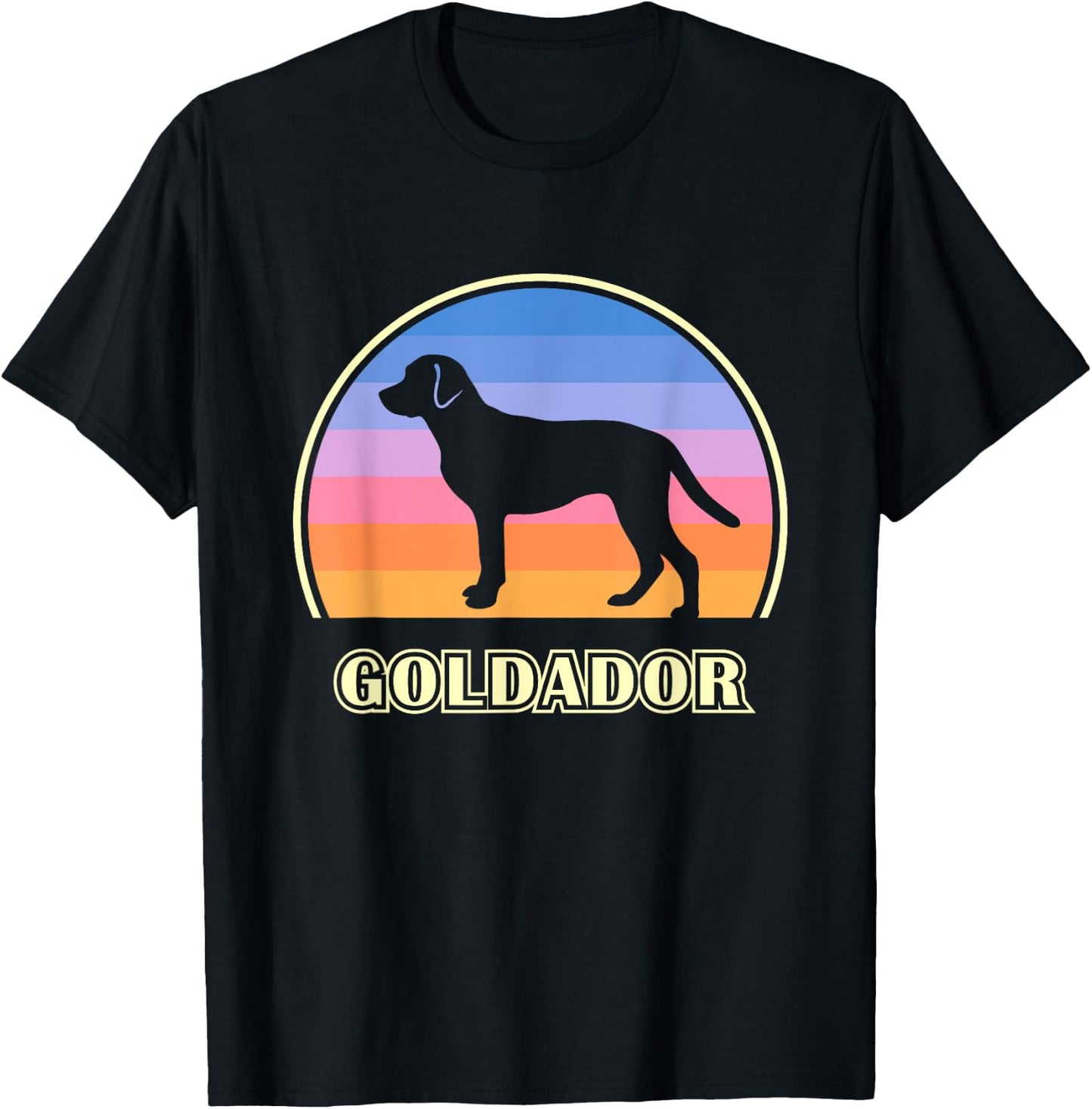 Goldador Vintage Sunset Dog Men Women Girls Kids T-Shirt - T-Shirt | Black