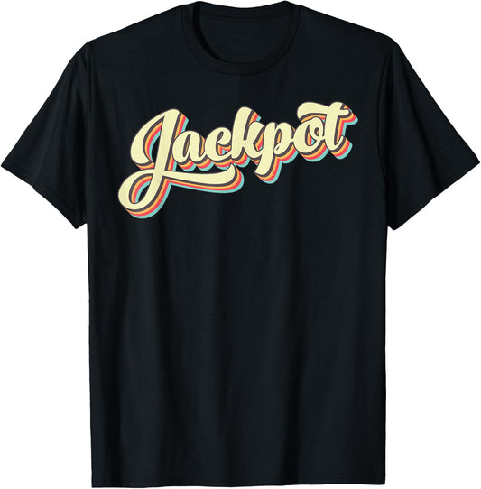 Jackpot Retro Art Baseball Font Vintage T-Shirt - T-Shirt | Black