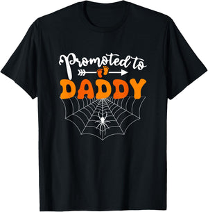 Promoted to Daddy Halloween Pregnancy Announcement New Dad T-Shirt - T-Shirt | Black
