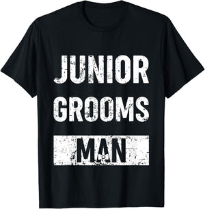 Kids Junior Groomsman Wedding Groom Gift Cute Little Party Man T-Shirt - T-Shirt | Black