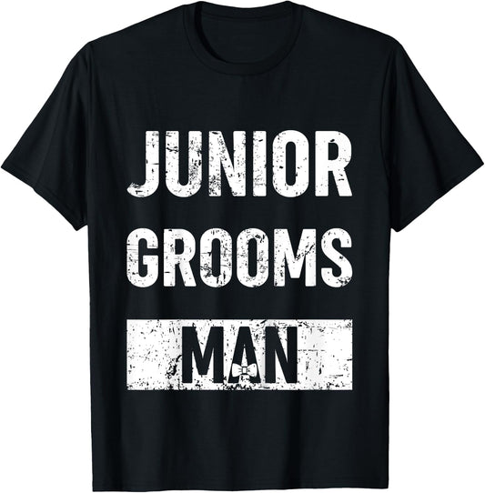 Kids Junior Groomsman Wedding Groom Gift Cute Little Party Man T-Shirt - T-Shirt | Black