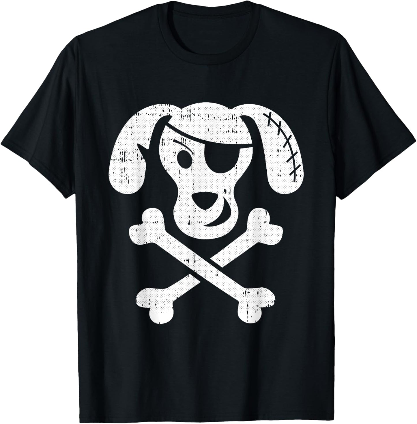 Dog Pirate Lazy Halloween Costume Puppy Skull Cross-bones Women Kids T-Shirt - T-Shirt | Black