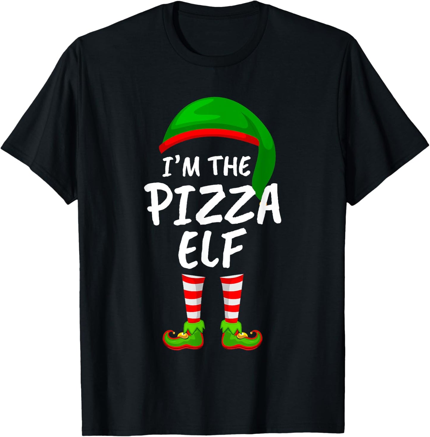 Matching Family Funny I'm The Pizza Elf Christmas T-Shirt - T-Shirt | Black