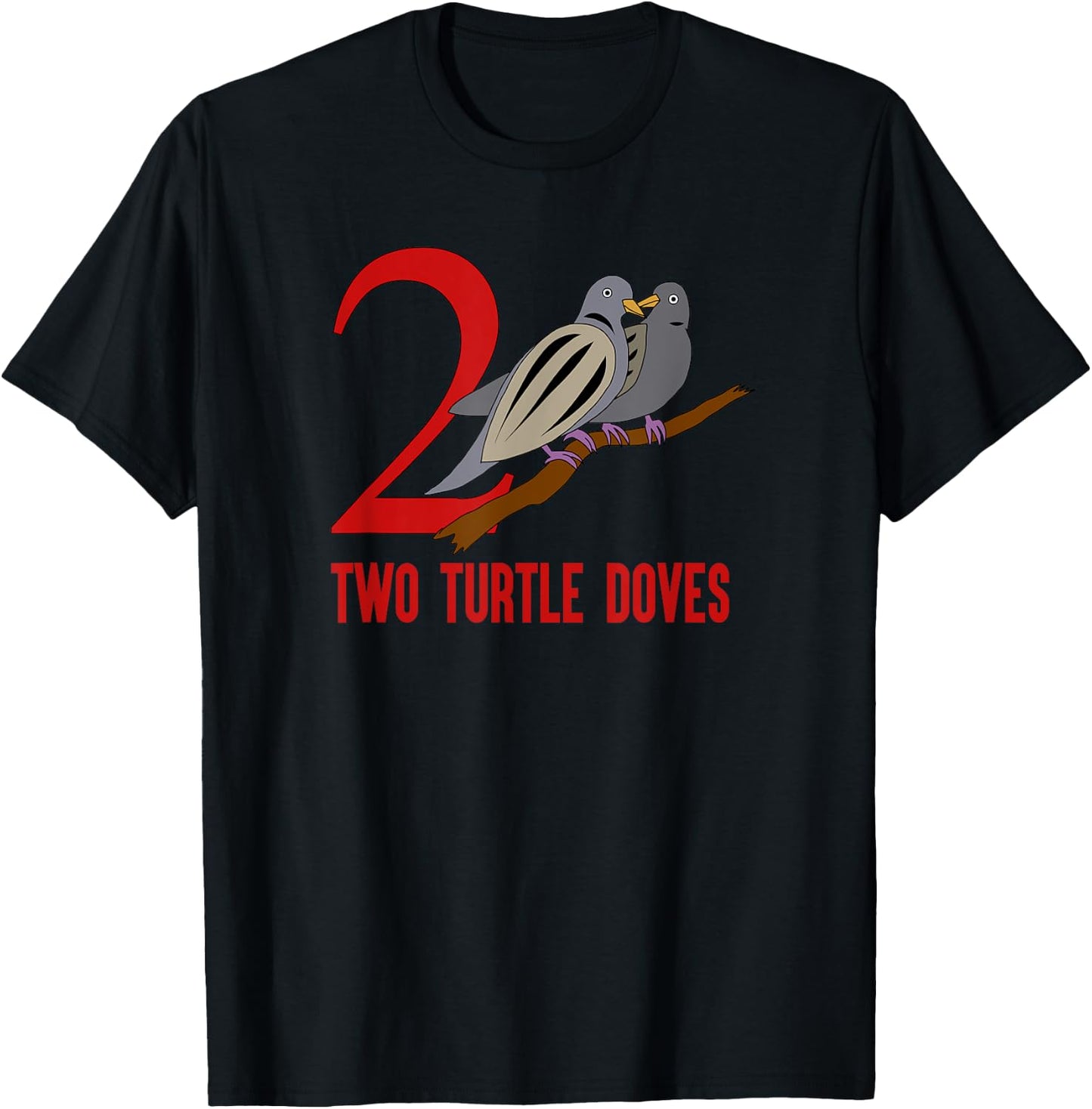 Two Turtle Doves Song 12 Days Christmas T-Shirt - T-Shirt | Black