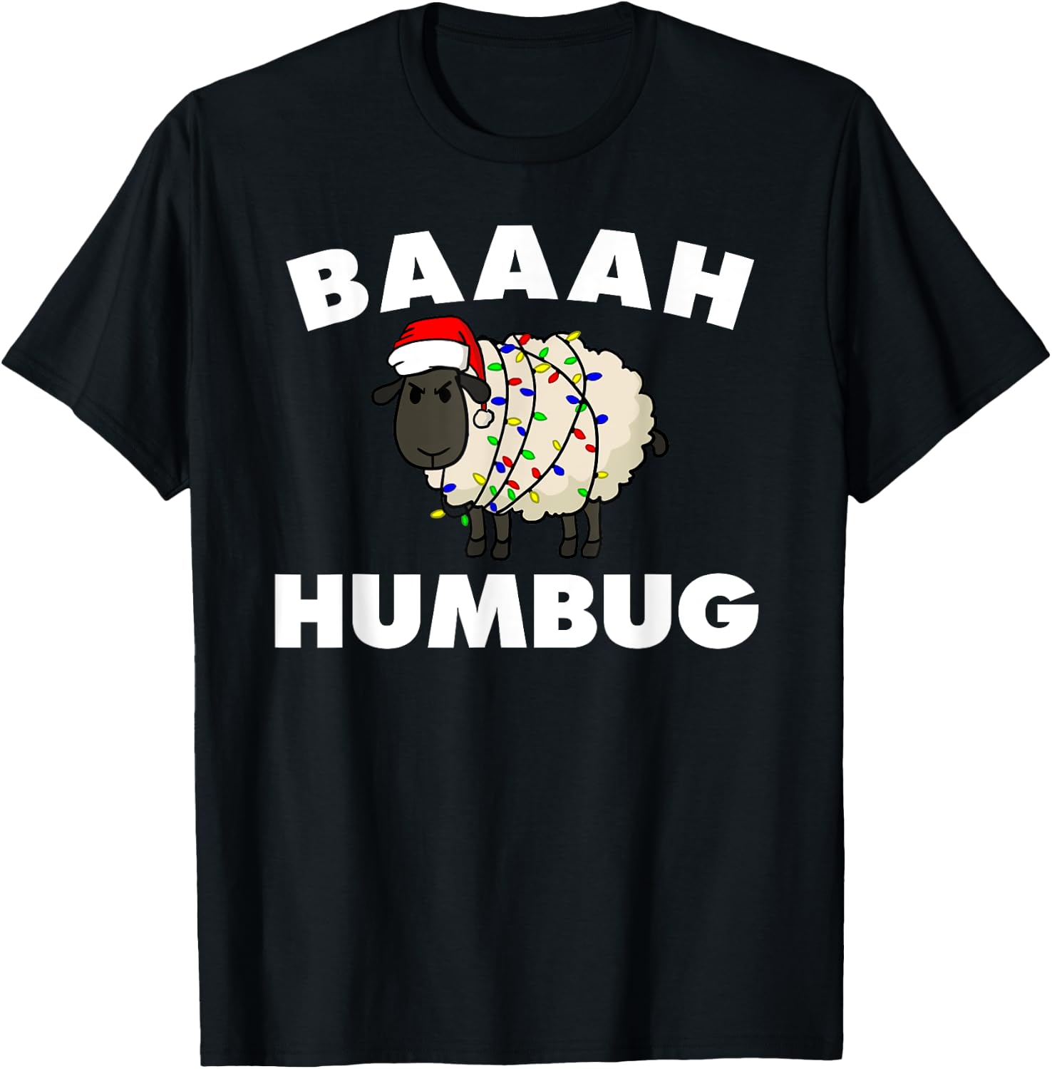 Baaah Humbug Anti-Christmas Sheep shirt funny sheep T-Shirt - T-Shirt | Black