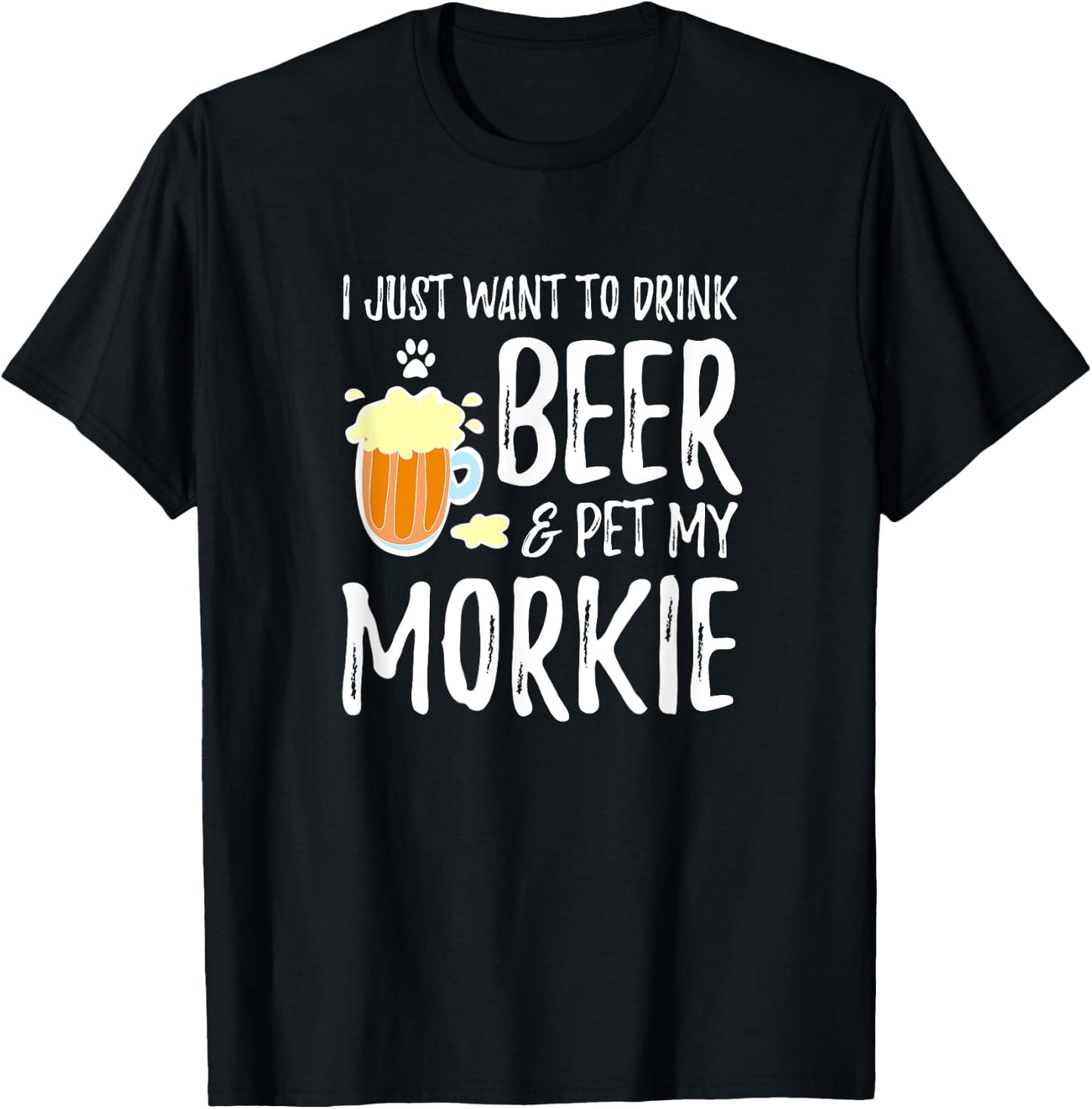 Beer and Pet Morkie for Morkie Dog Mom T-Shirt - T-Shirt | Black