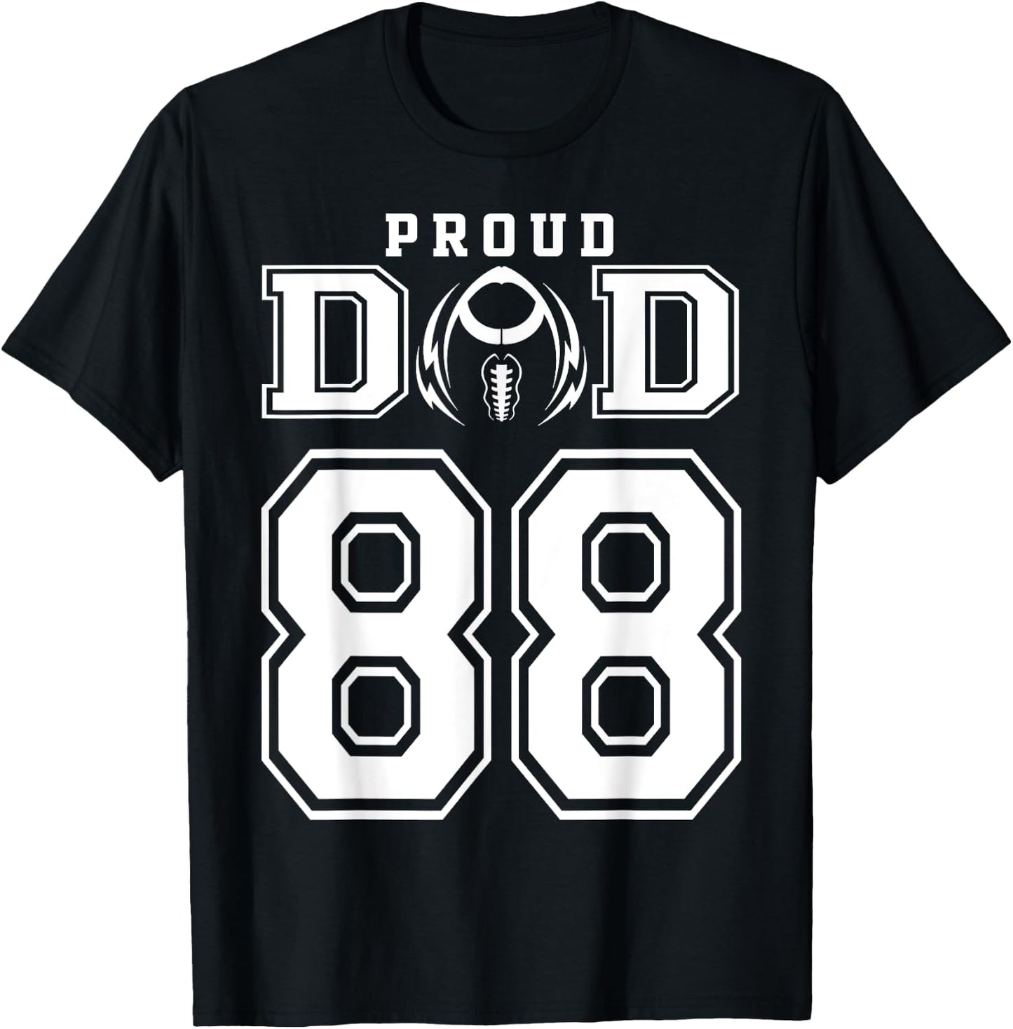 Custom Proud Football Dad Number 88 Personalized T-Shirt - T-Shirt | Black