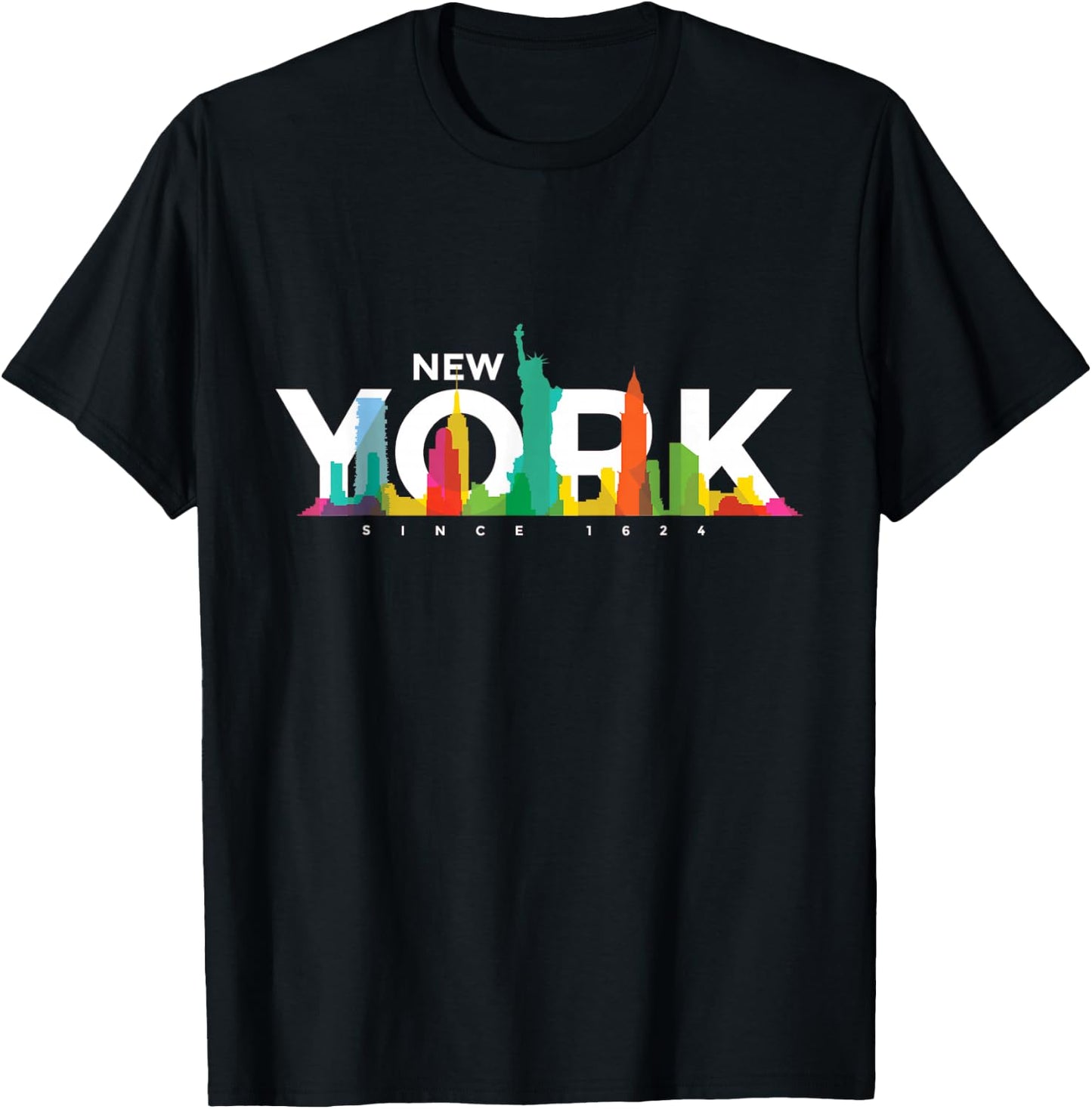 New York Skyline - NY NYC Statue of Liberty USA America T-Shirt - T-Shirt | Black