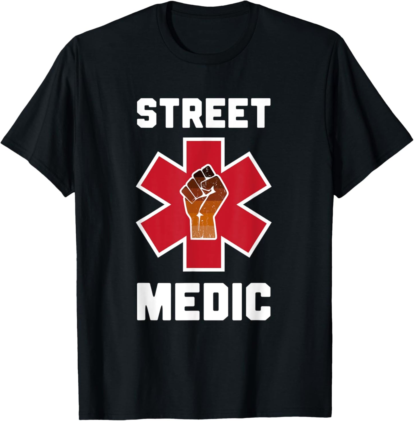 Street Medic Melanin Resist Fist Star of Life Protest T-Shirt - T-Shirt | Black
