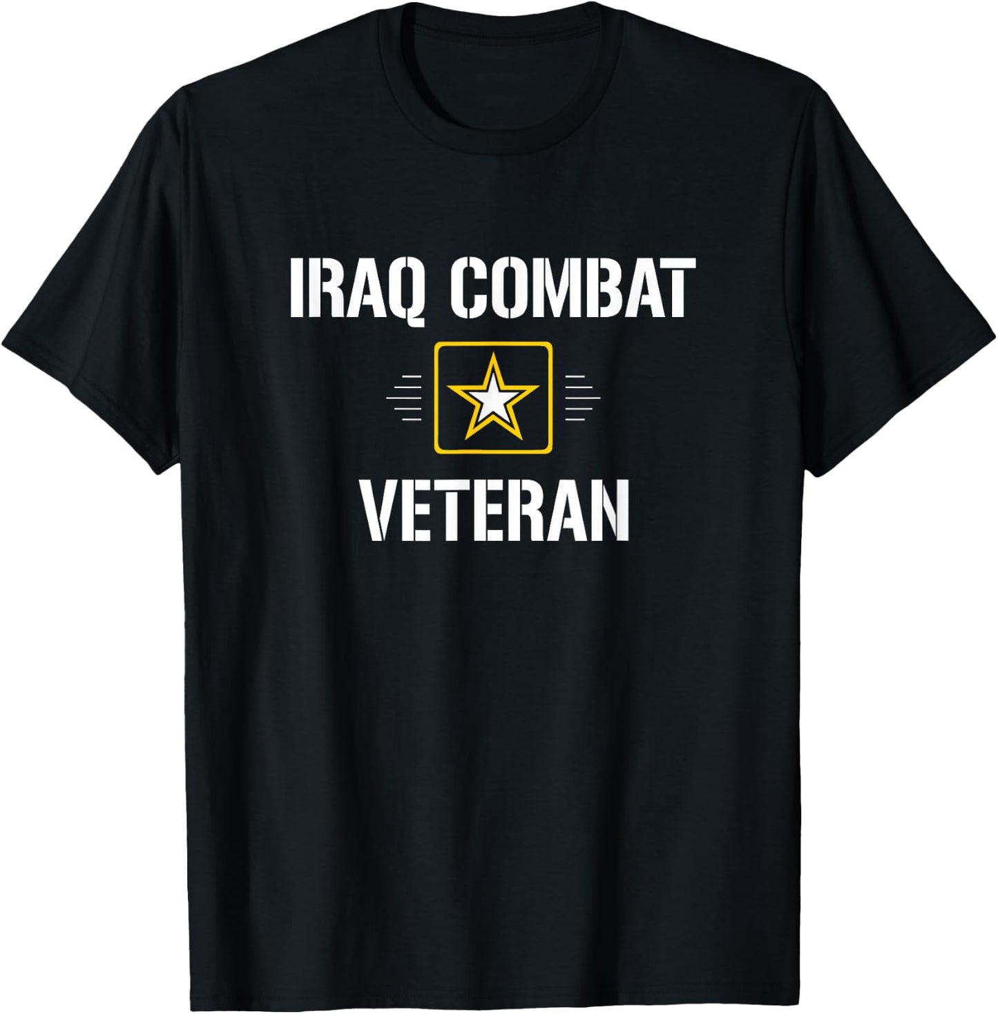 Iraq Combat Veteran - -Adults Black Cotton, Polyester Modern Classic Letter Print T-Shirt - T-Shirt | Black