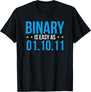 Binary is Simple as 01.10.11 - Coder Developer Debugger T-Shirt - T-Shirt | Black