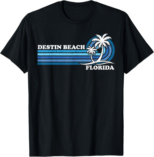 Retro Vintage Family Vacation Florida Destin Beach T-Shirt - T-Shirt | Black