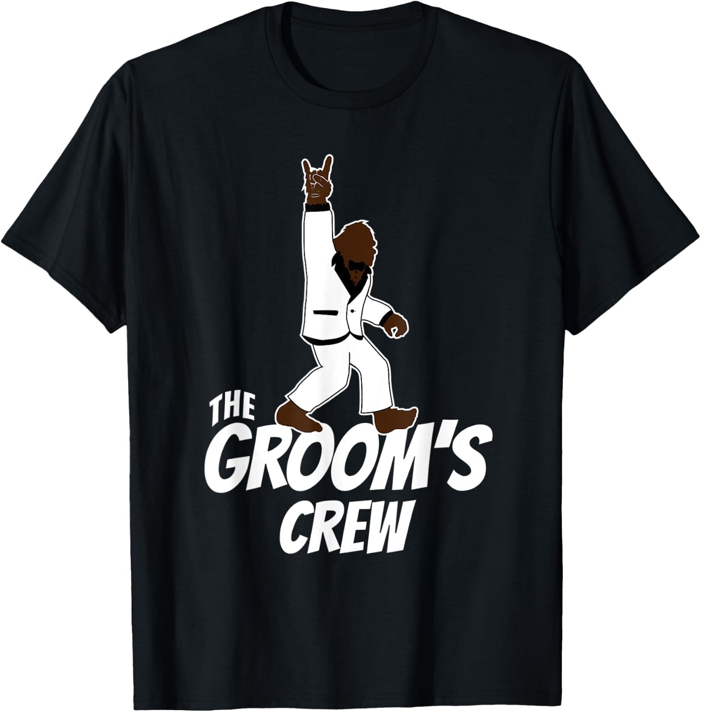Bachelor Party Groomsman The Groom's Crew Bigfoot Rock On T-Shirt - T-Shirt | Black