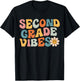 Second Grade Vibes - 2nd Grade Team Retro 1st Day of School T-Shirt - T-Shirt | Black