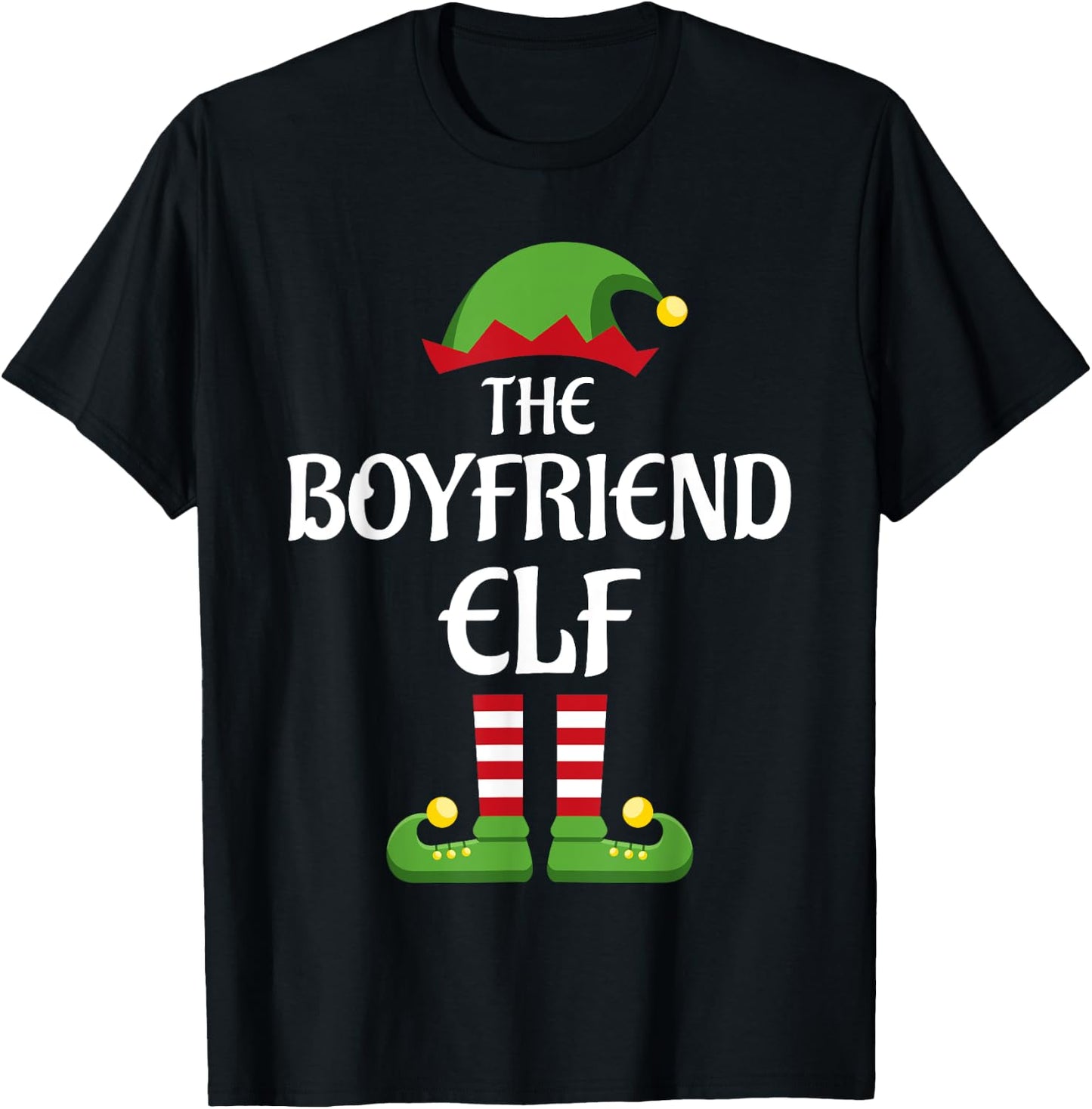 Boyfriend Elf Family Matching Group Christmas T-Shirt - T-Shirt | Black